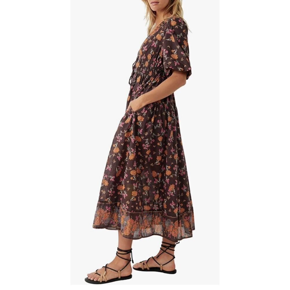 Free People Lysette Maxi Dress in Brown Print NWOT Size Small - Picture 2 of 8